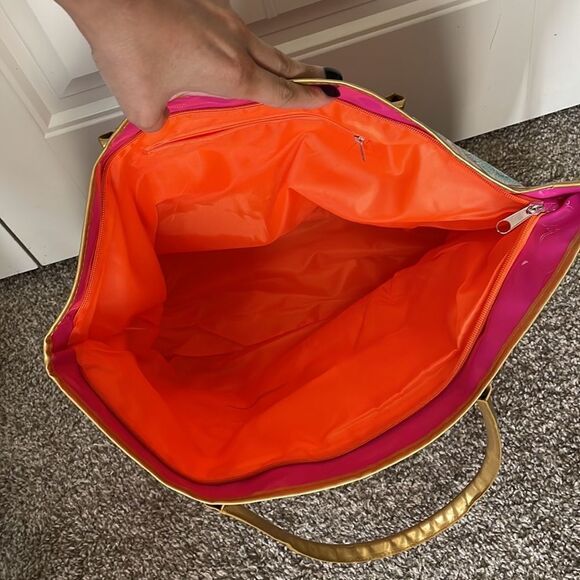 Paisley print large plastic beach pool tote bag with wallet - Picture 5 of 7